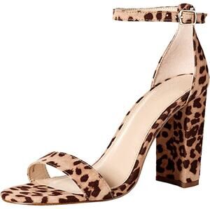 NWB The Drop Rebecca Leopard Print Strappy High Block Heel Sandals Womens Size 6